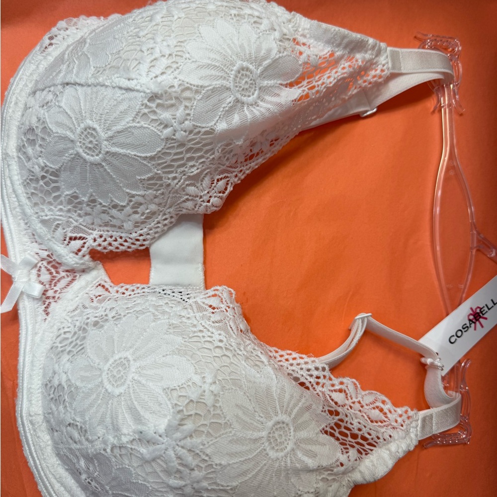 Cosabella CampaniaLightly Lined Women's Lace Bra - White size 34DD (E)